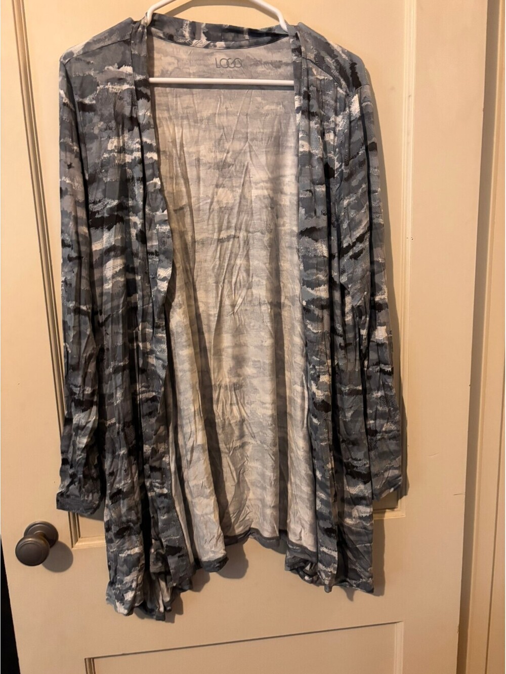 Logo gray camouflage open cardigan 1X
